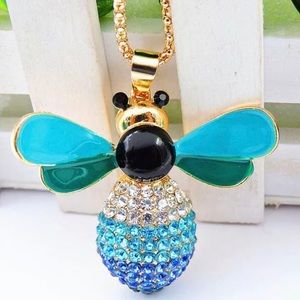🌺Betsey Johnson Blue Crystal Bee 28” Necklace NWT